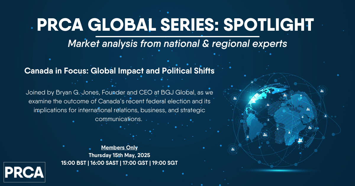 Graphic displaying information about the PRCA Global Series: Spotlight on Canada