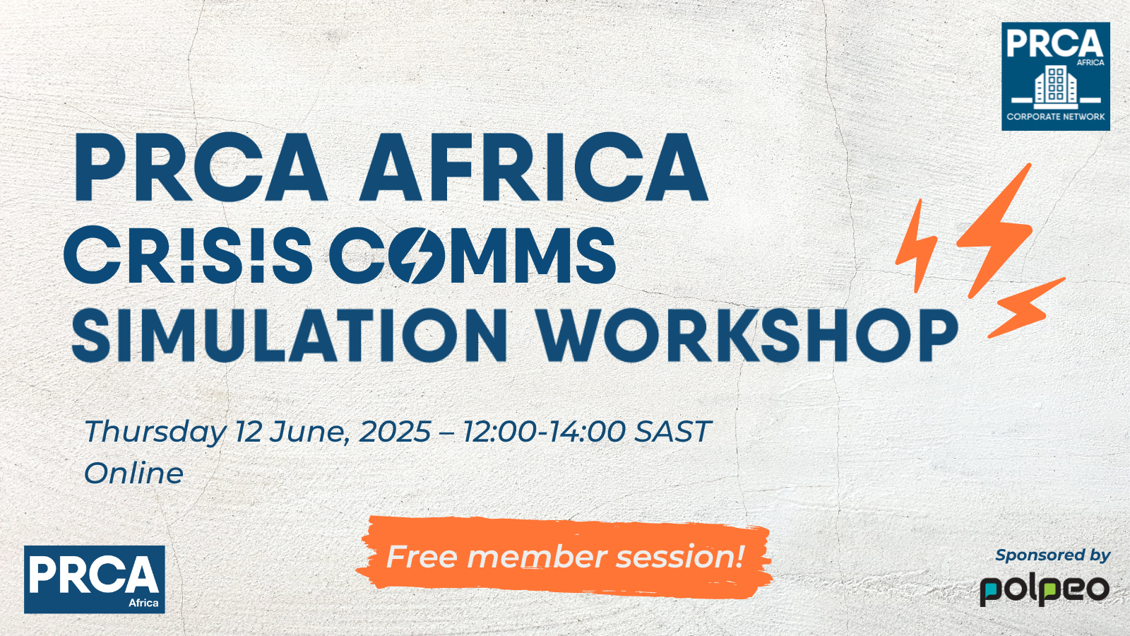 Graphic displaying information about PRCA Crisis Comms Conference Africa