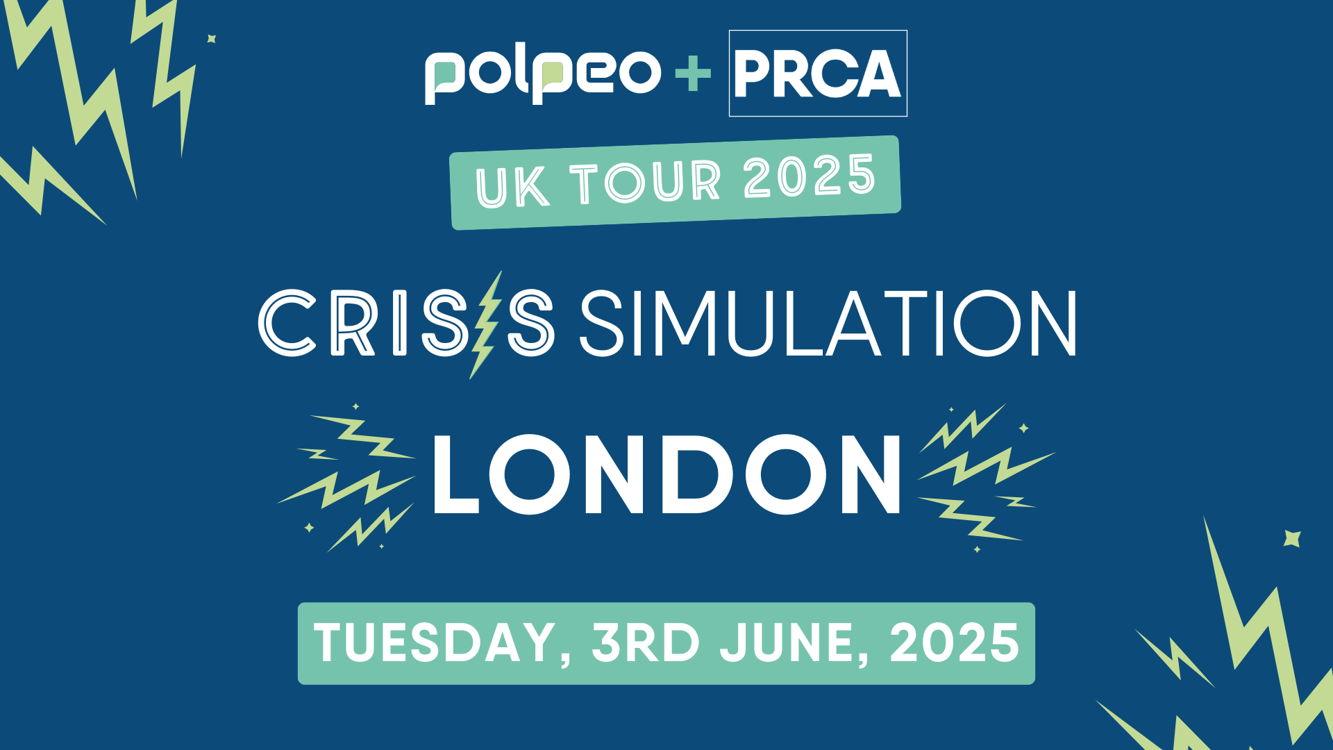 Graphic displaying information about PRCA Crisis Simulation Tour London