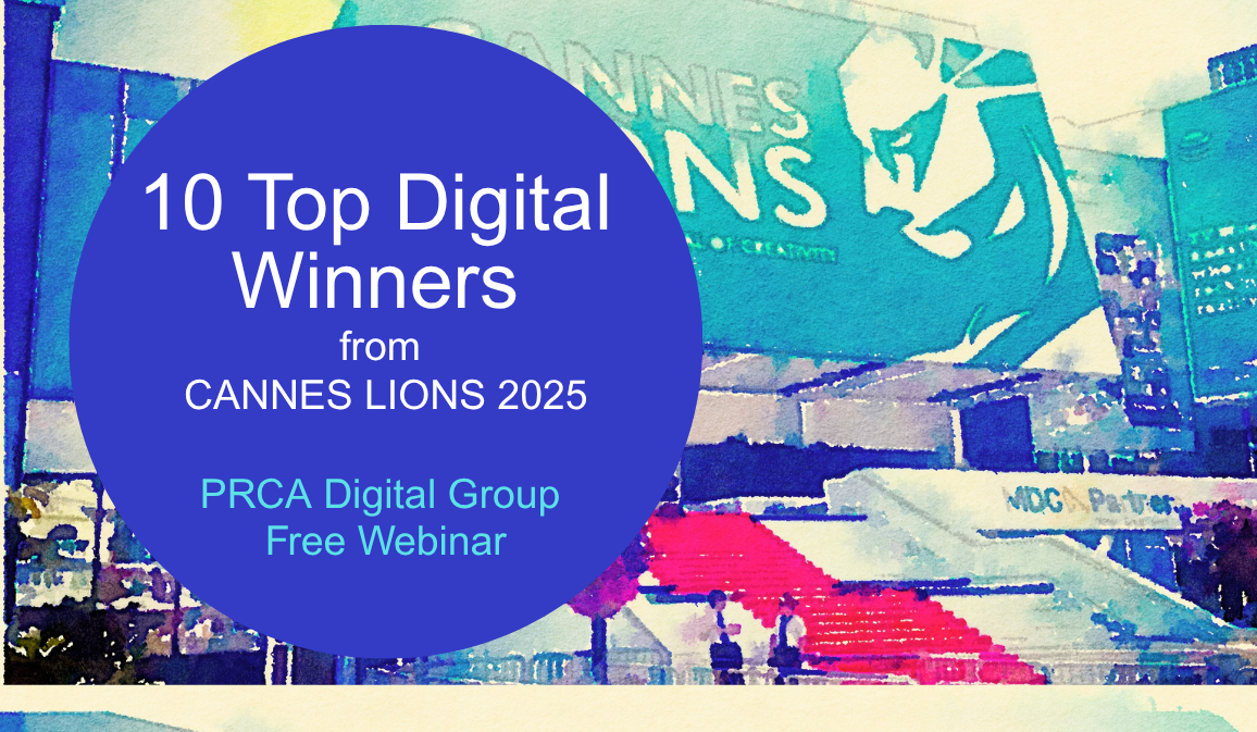 Graphic displaying PRCA Digital Group Event - 10 Top Digital Winners