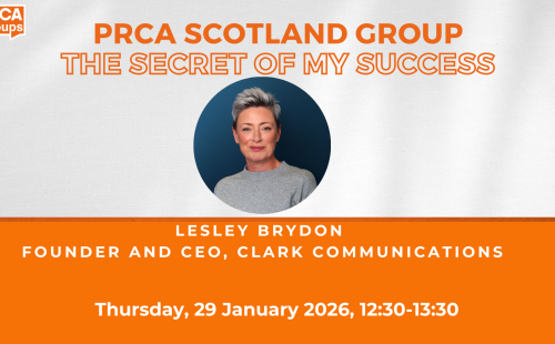 Graphic displaying information about Secrets of my Success with Lesley Brydon, Founder and CEO of Clark Communications